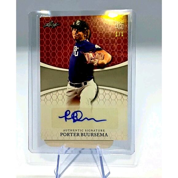 2022 Leaf Perfect Game Porter Buursema Auto Pre Prod Proof Red 1/1 - Picture 2 of 6